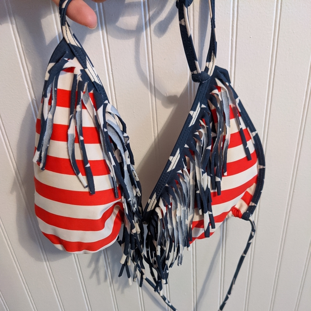 Patriotic fringe bikini top